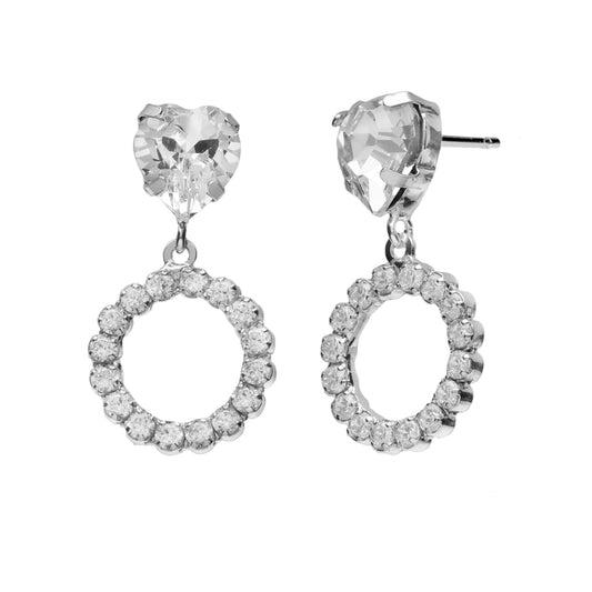Pendientes largos Quererse Bien corazón cristales riviere en Plata
