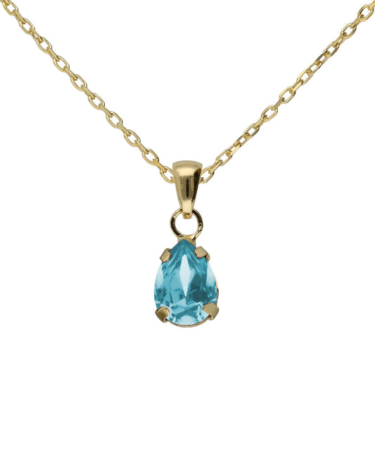 Collar corto lágrima Birthstone con cristal en Plata baño Oro