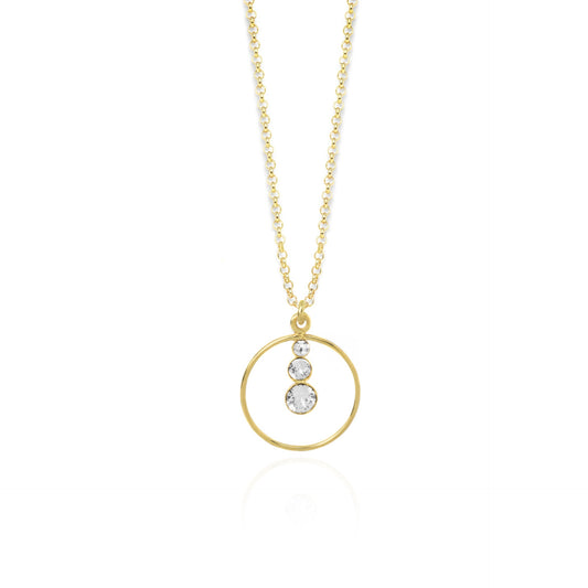 Collar corto Celeste círculo cristal blanco en Plata