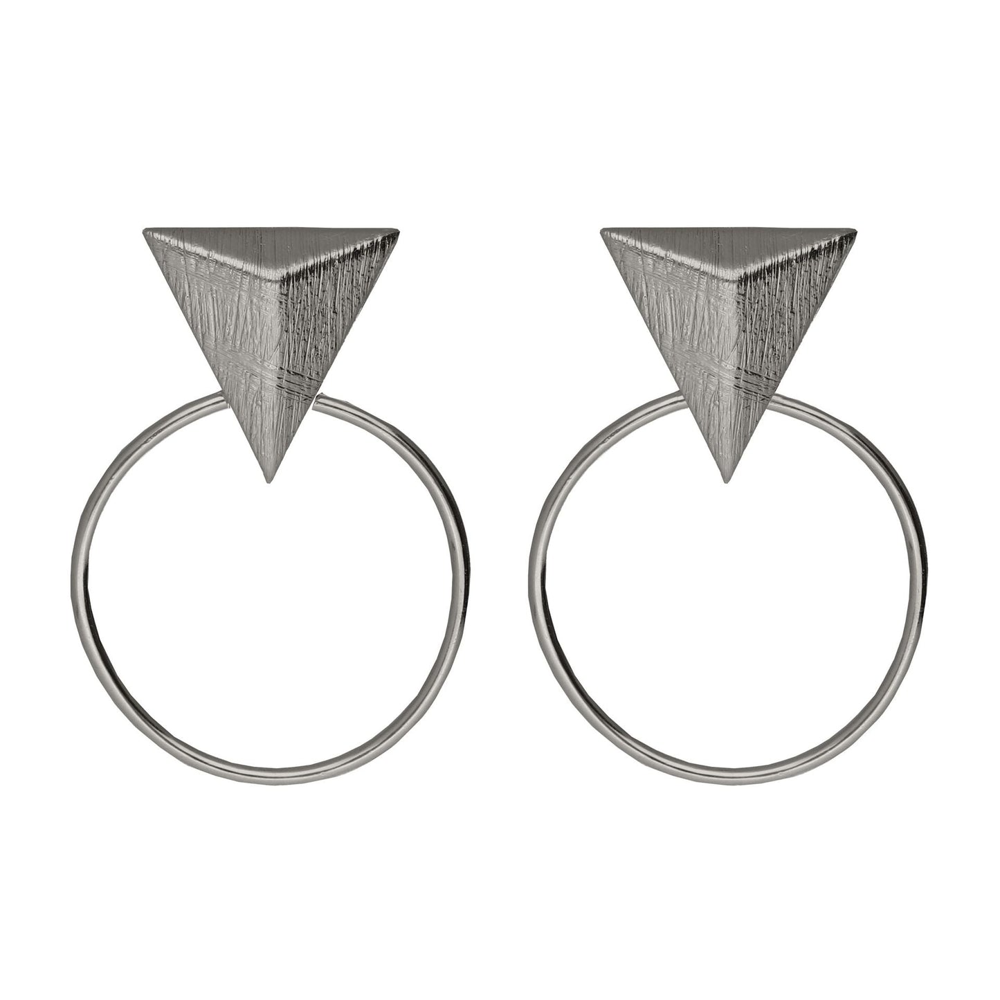 Pendientes cortos textura triángulo Good Morning en Plata