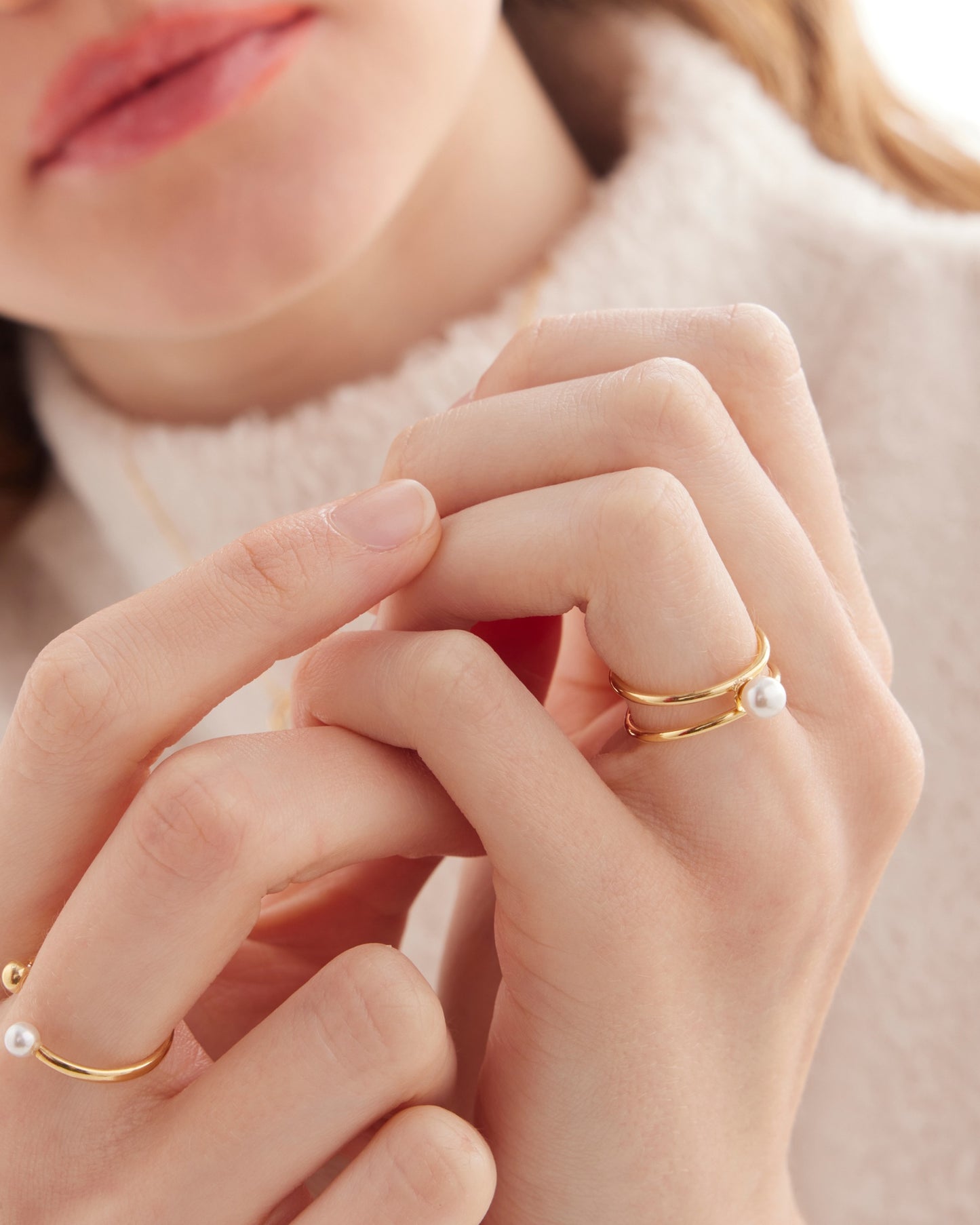 Anillo ajustable Sera con perla en Plata