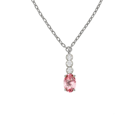 Collar corto Bonjour con cristales riviere en Plata baño Rodio