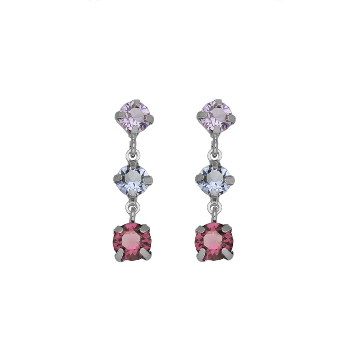 Pendientes largos Velvet cristal multicolor en Plata