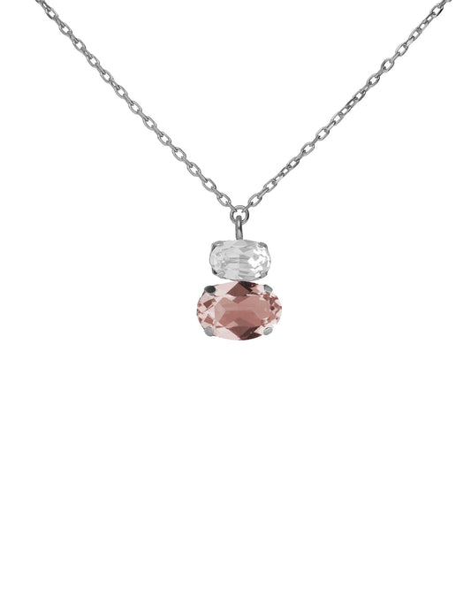Collar corto oval Ombra con cristal en Plata baño Rodio