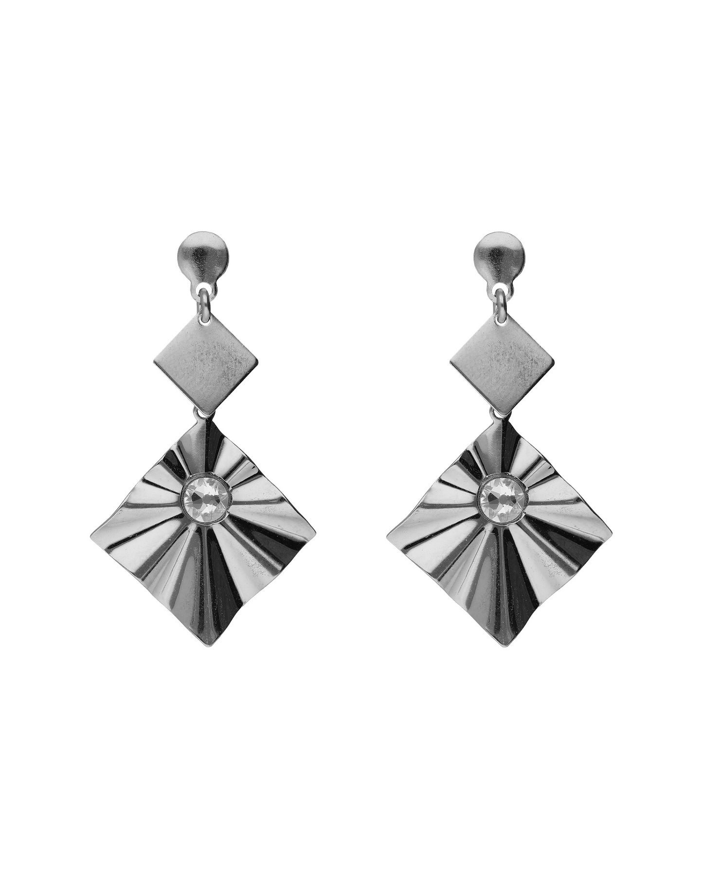 Pendientes largos rombo Alpina con cristal en Plata