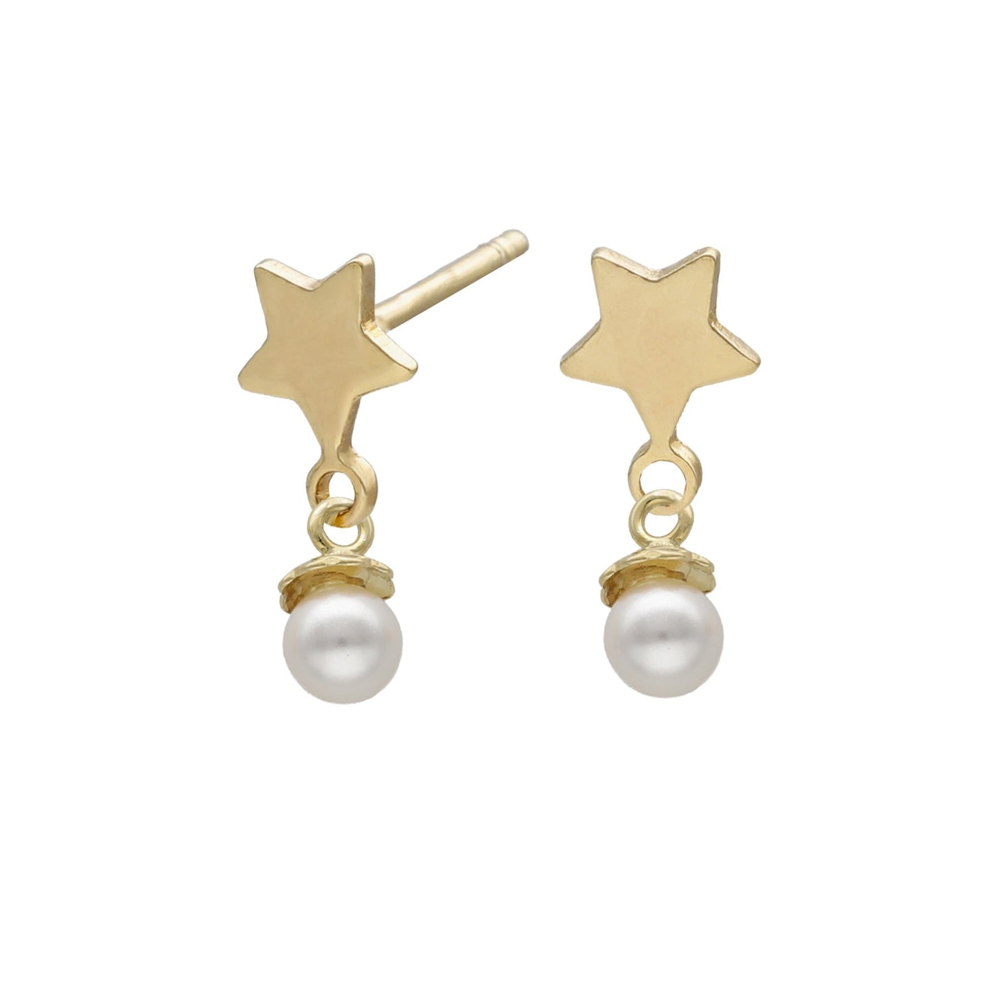 Pendientes cortos Alice estrella perla en Plata baño Oro