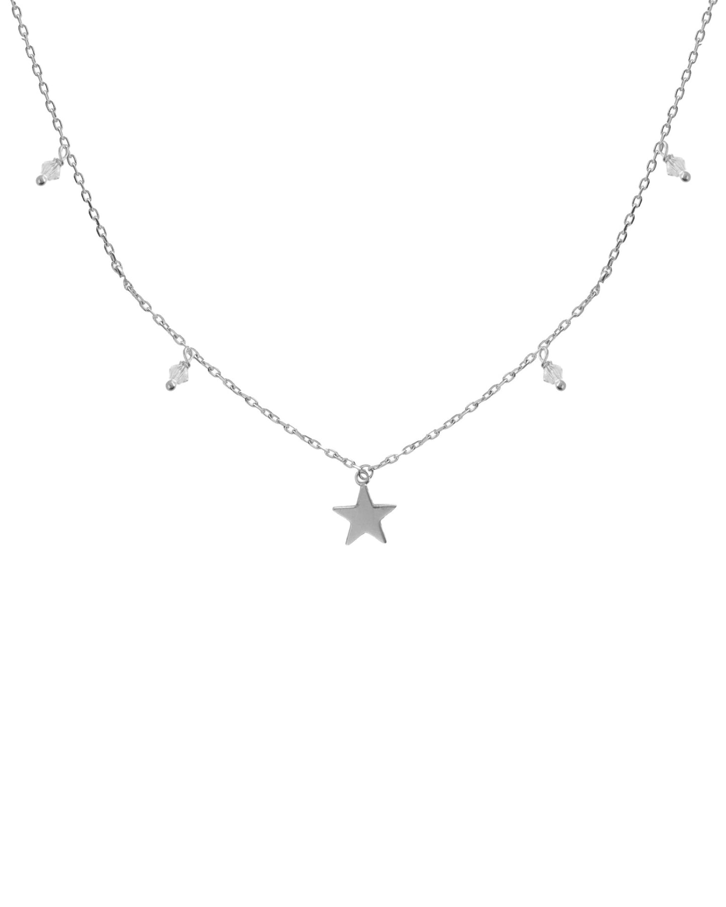 Collar corto Muse estrella con cristal blanco en Plata