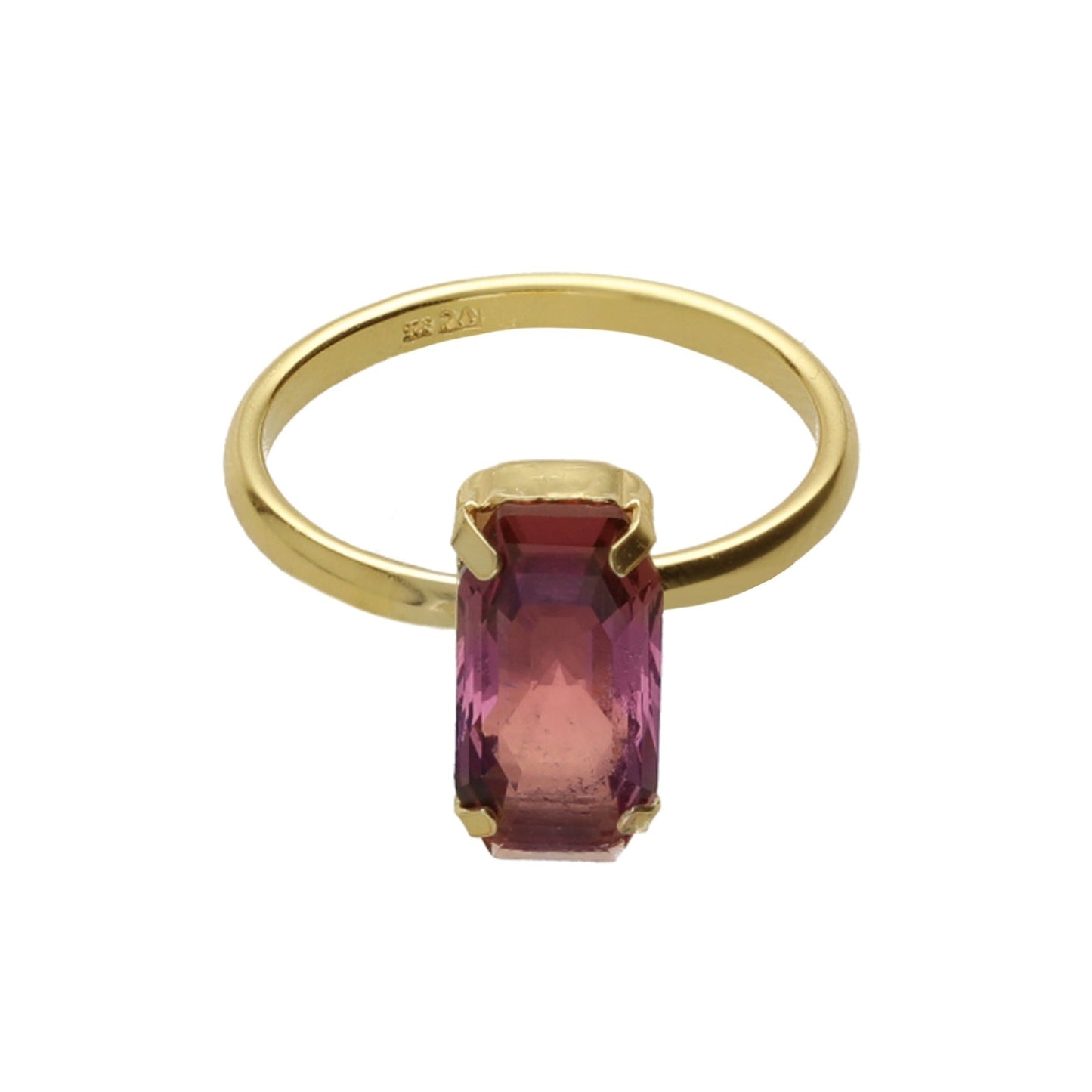 Anillo ajustable Inspire rectángulo cristal en Plata baño Oro