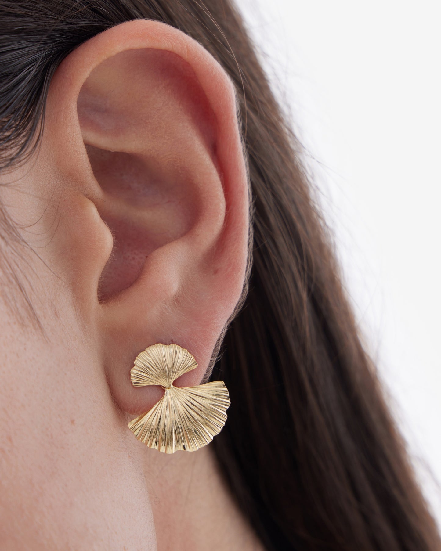 Pendientes corto Eau abanico doble en Plata