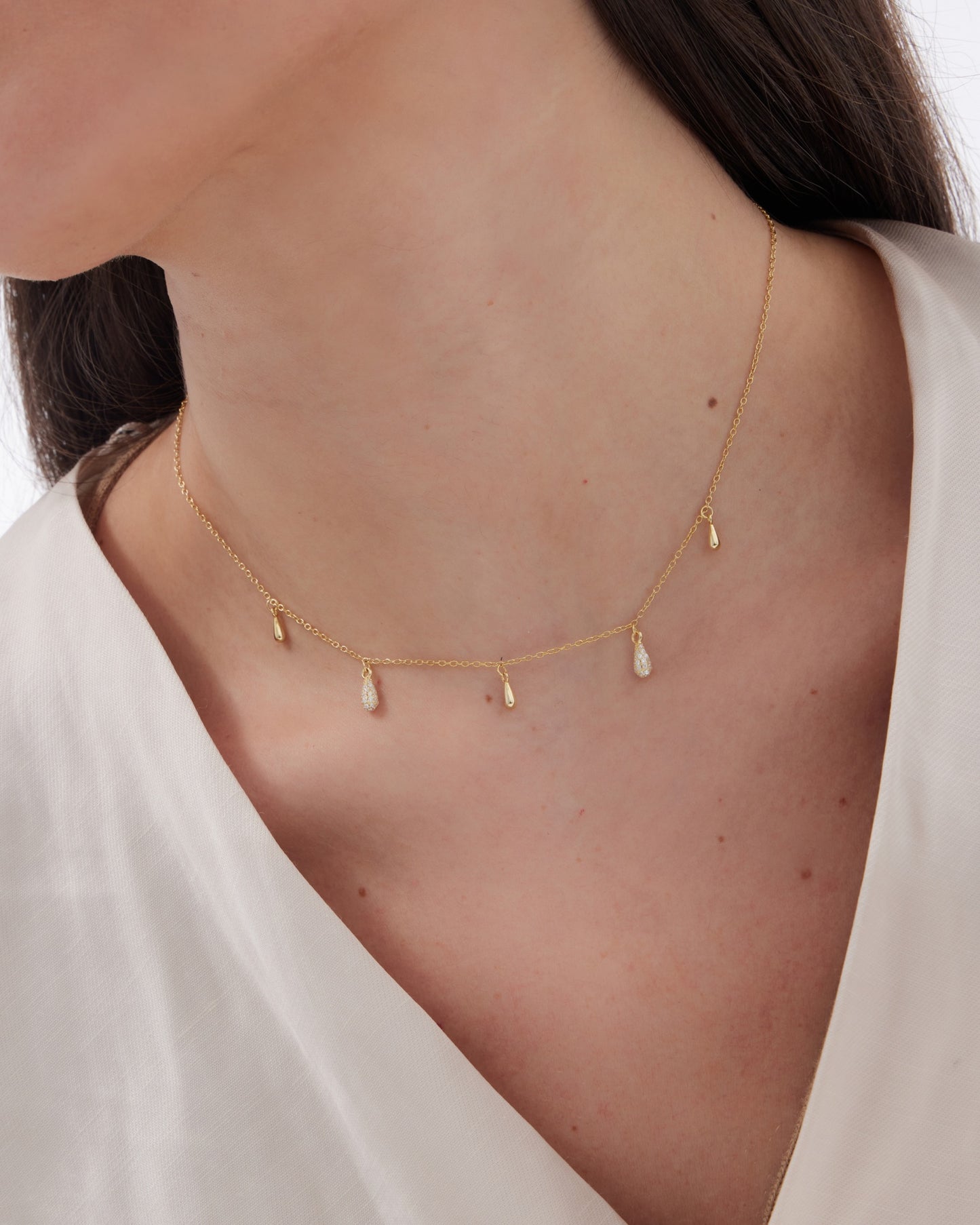 Collar corto Lux gota con circonita blanca en Plata
