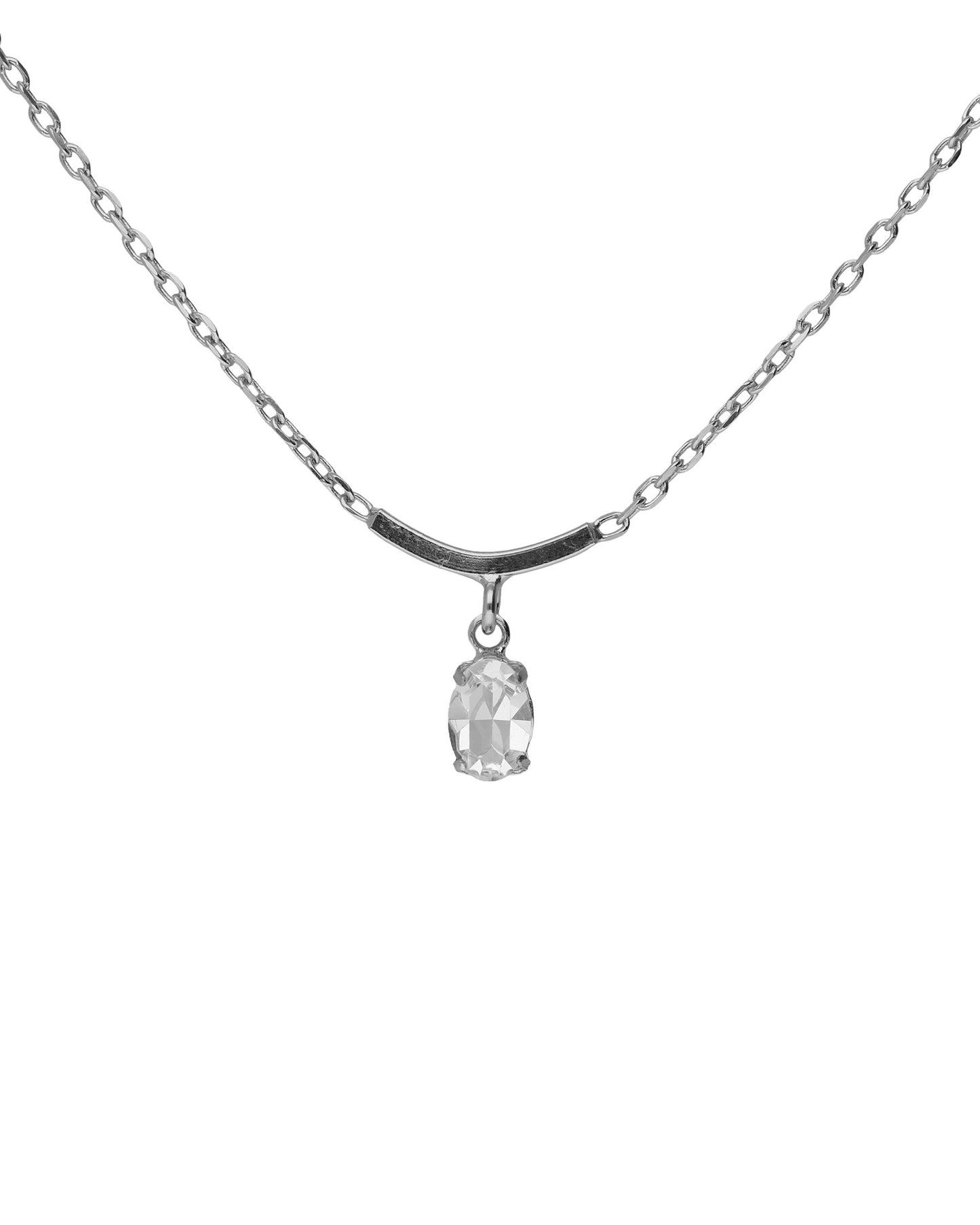 Collar corto oval y arco Lieve con cristal blanco en Plata