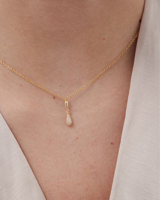Collar corto Lux gota con circonita blanca en Plata