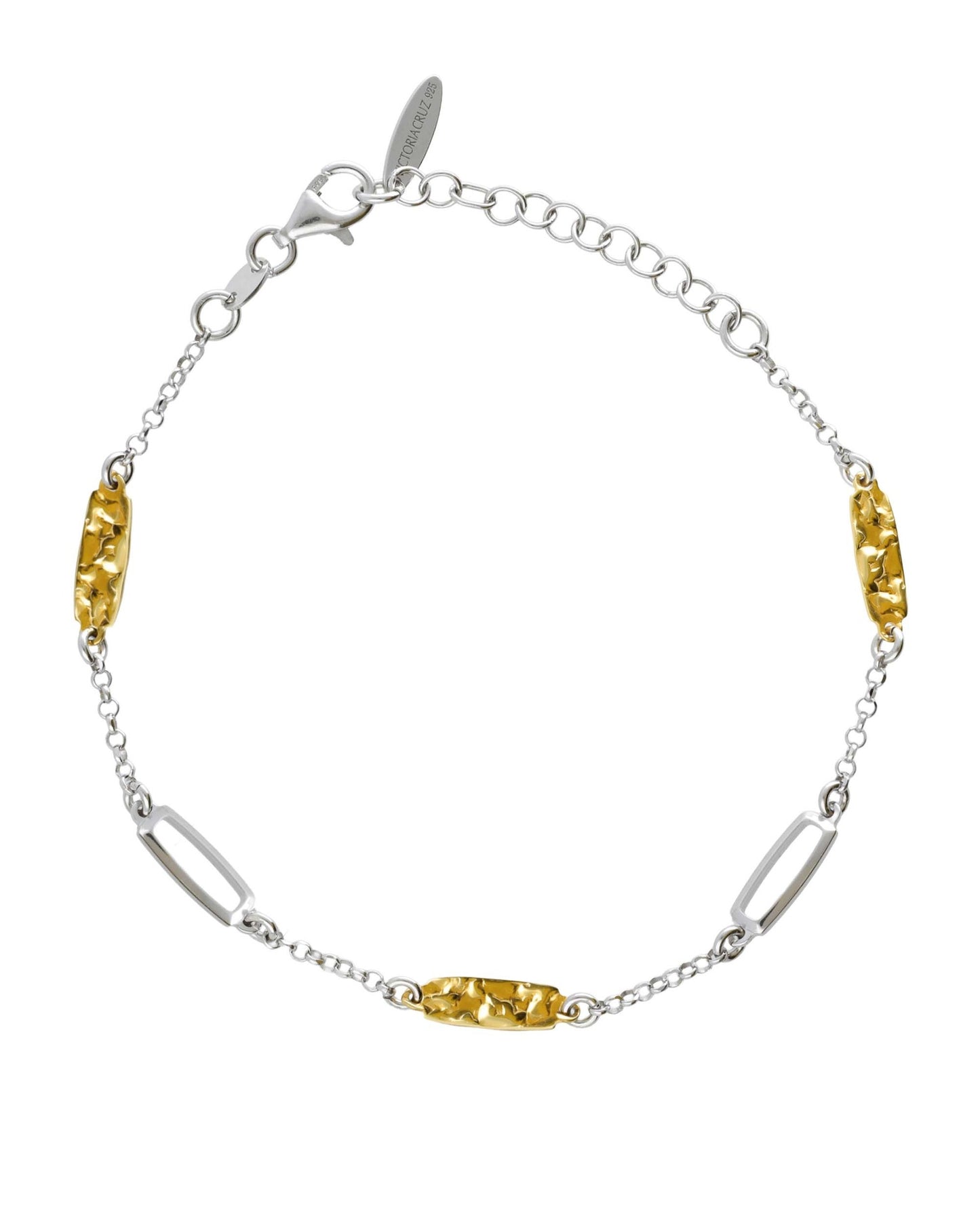 Pulsera Avenue rectángulo textura bicolor en Plata