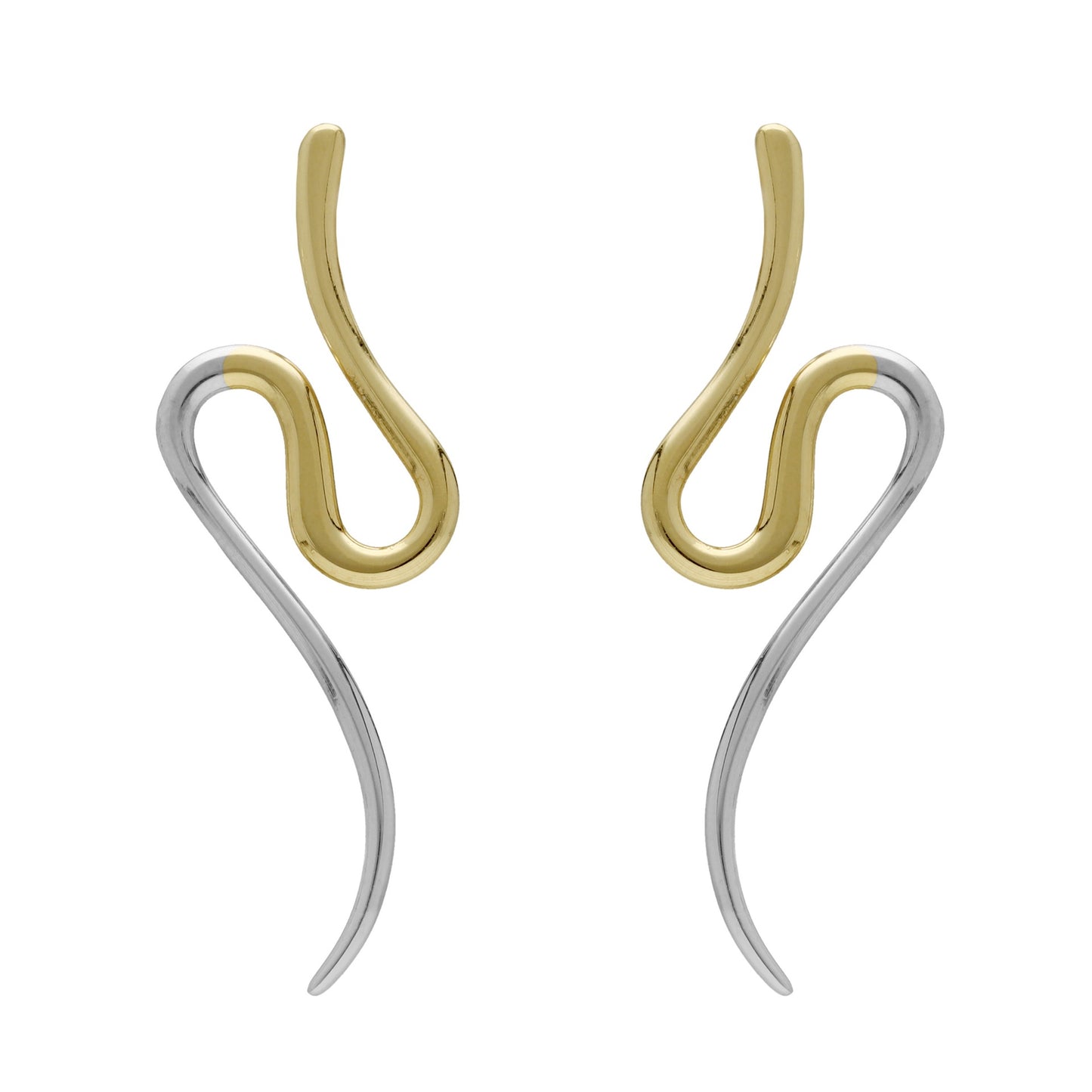 Pendientes largos Copenhagen en Plata baño Rodio y Oro