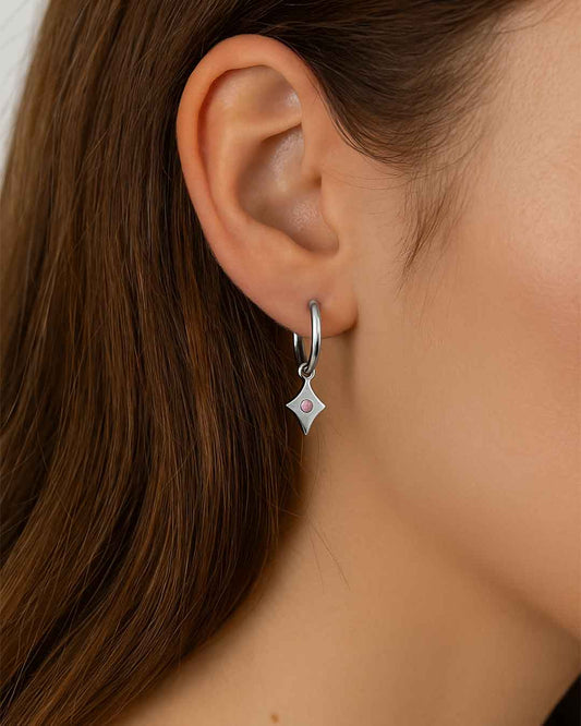 Pendientes aro rombo Alpina en Plata baño Rodio
