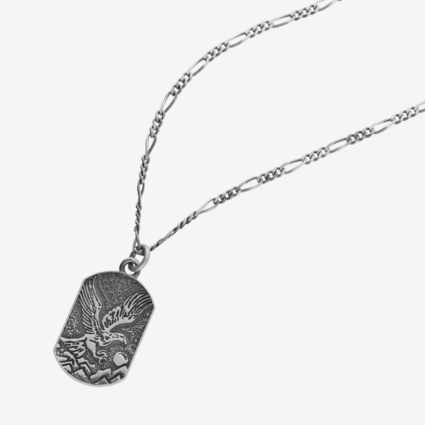 Collar largo Ares águila en Plata baño rodio