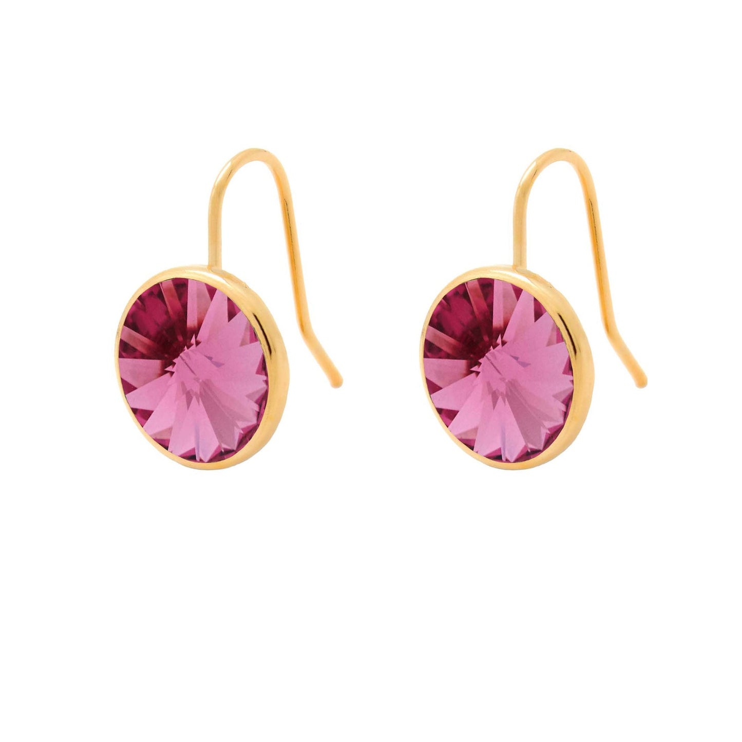 Pendientes cortos Basic Pendientes gancho cortos 11,5mm círculo cristal en Plata baño Oro