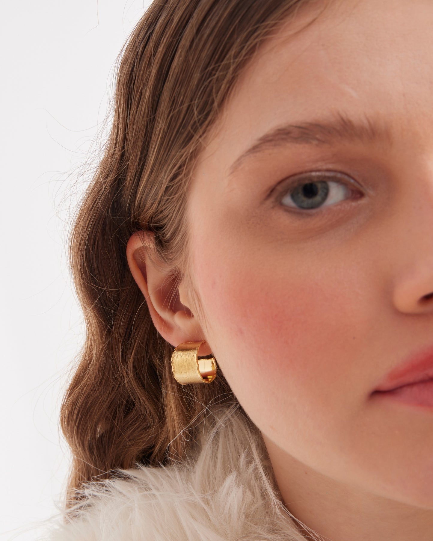 Pendientes aro textura Alaska en Plata