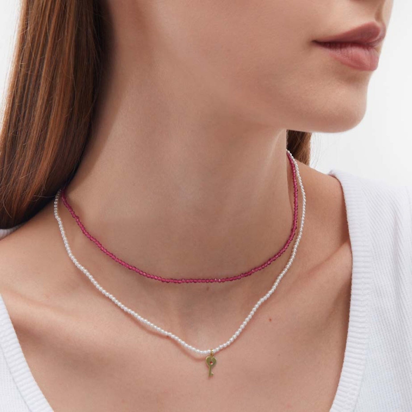 Collar corto Paradise en Plata baño Oro