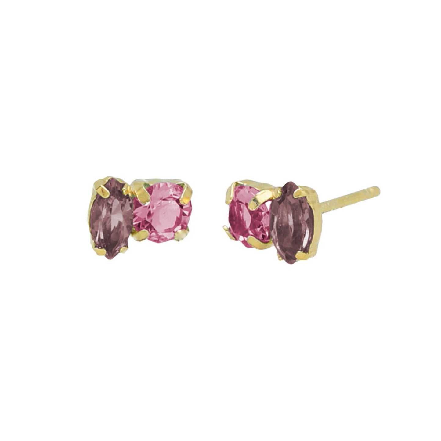 Pendientes botón Belle cristal en Plata baño Oro