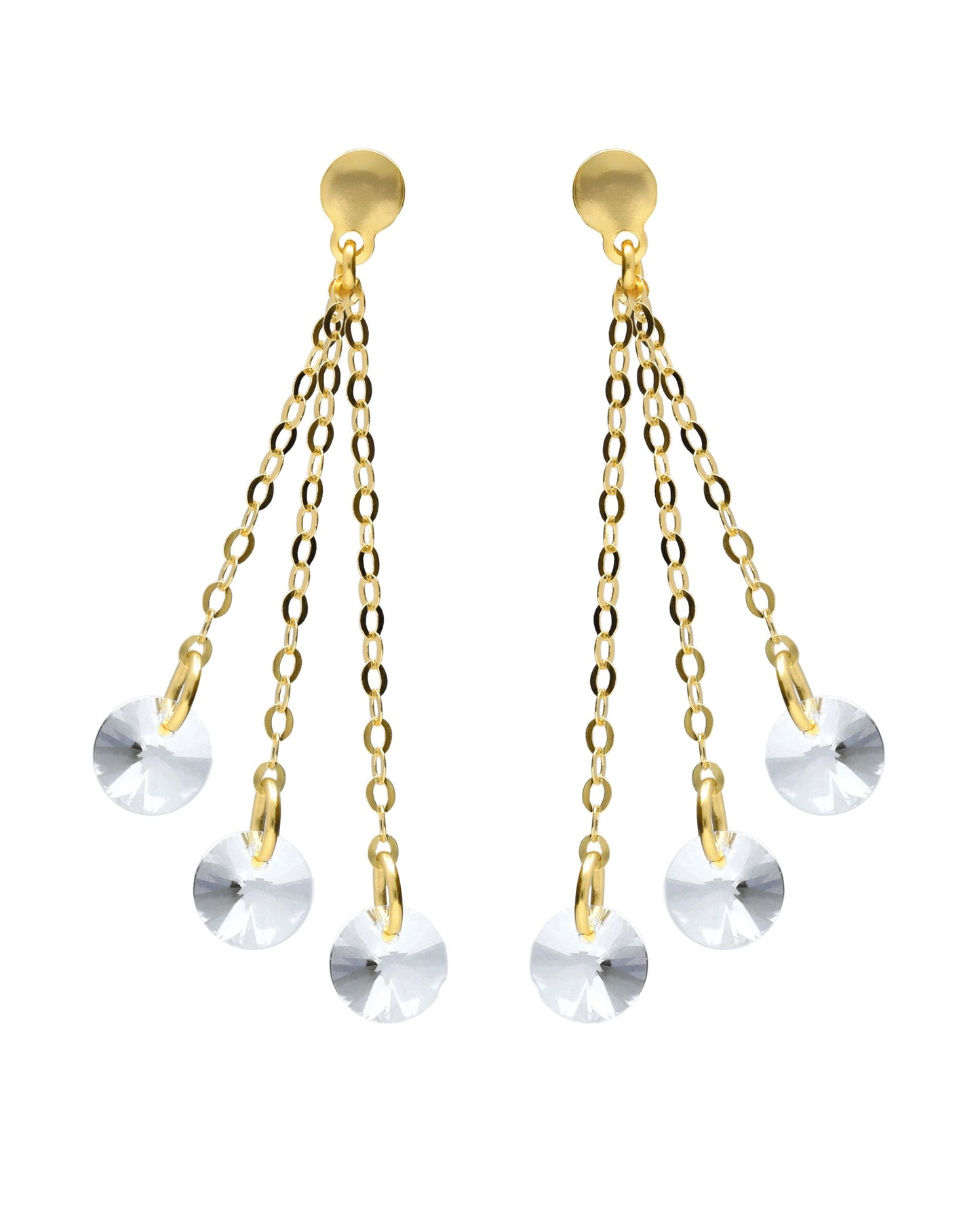 Pendientes largos Muse cadena con cristal blanco en Plata
