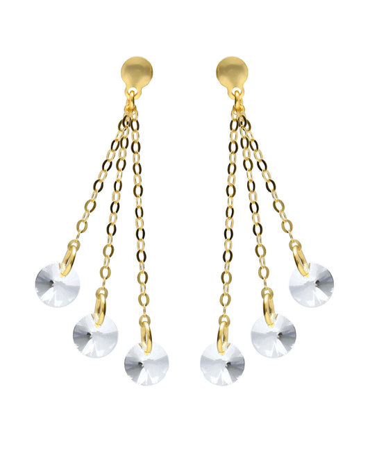 Pendientes largos Muse cadena con cristal blanco en Plata