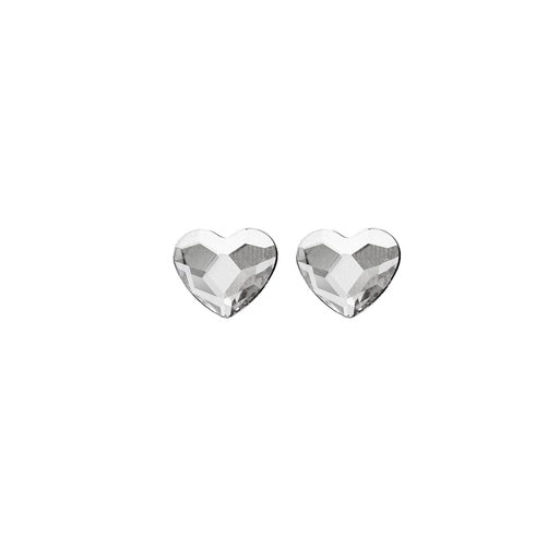 Pendientes botón Cuore corazón grande cristal en Plata baño rodio