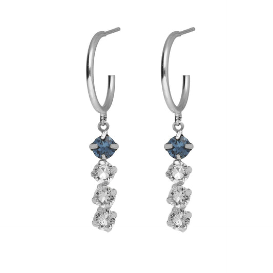 Pendientes aro Fadhila cristal azul en Plata baño rodio