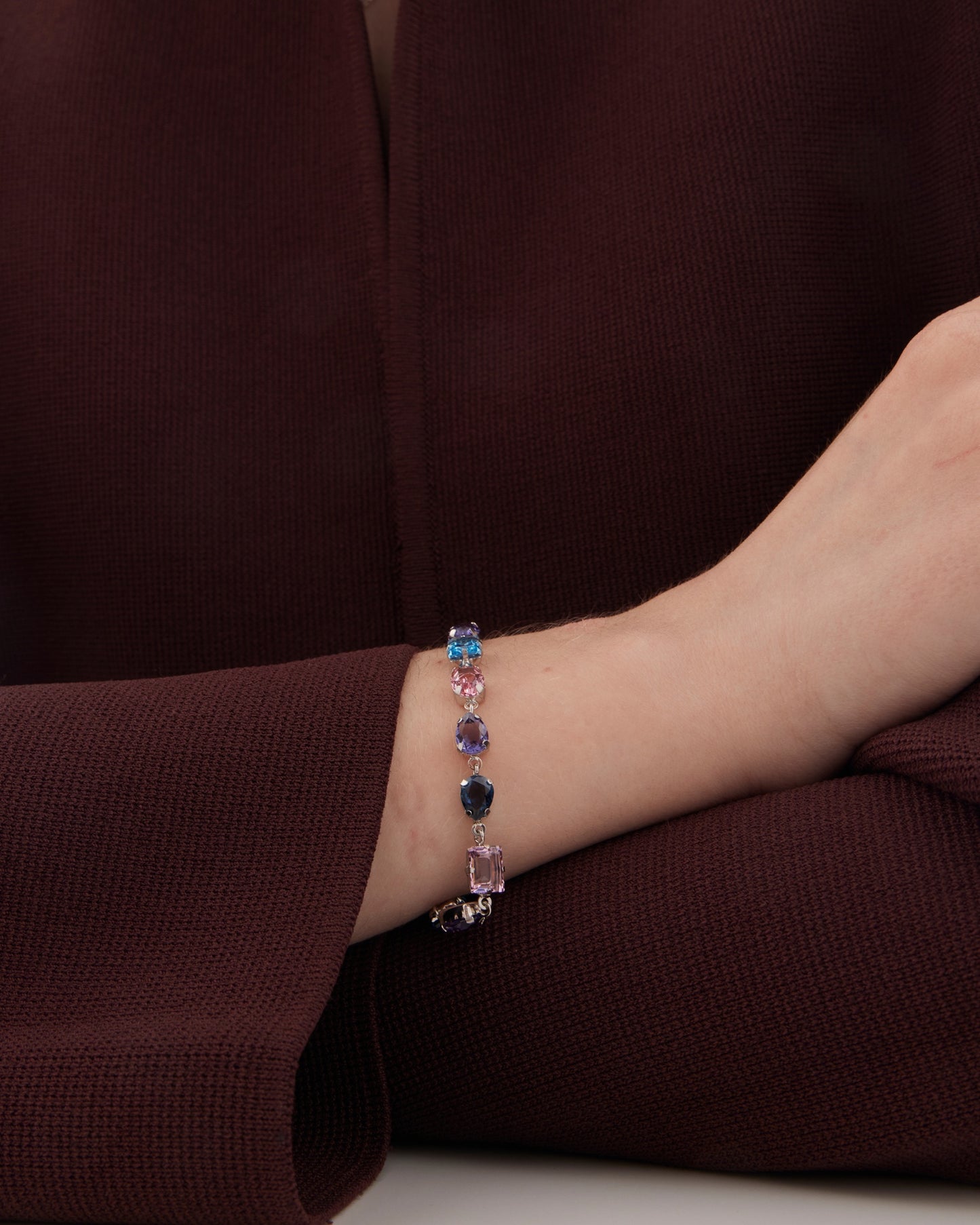 Pulsera Borea con cristal multicolor en Plata baño Rodio