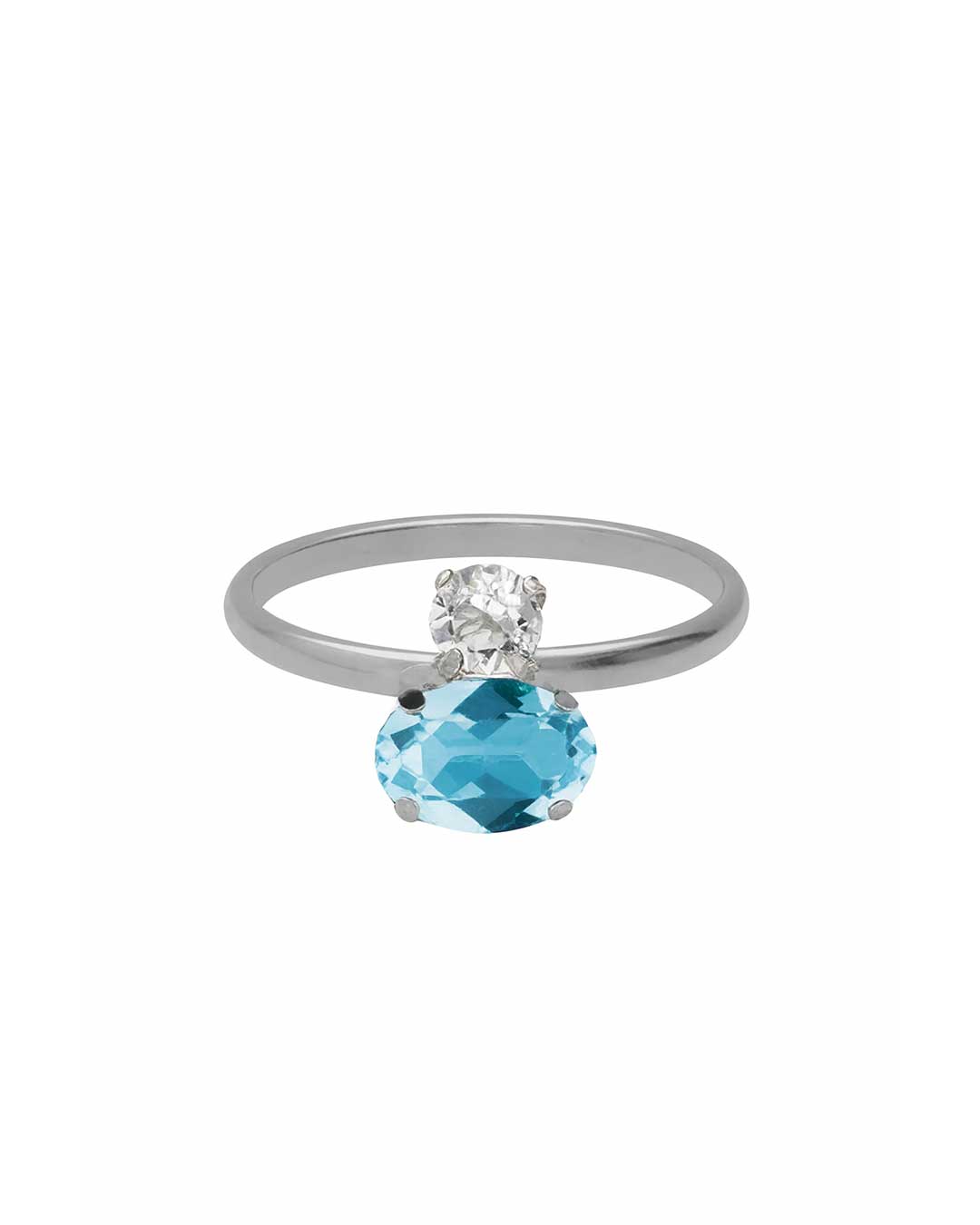 Anillo ajustable oval Ombra con cristal en Plata baño Rodio
