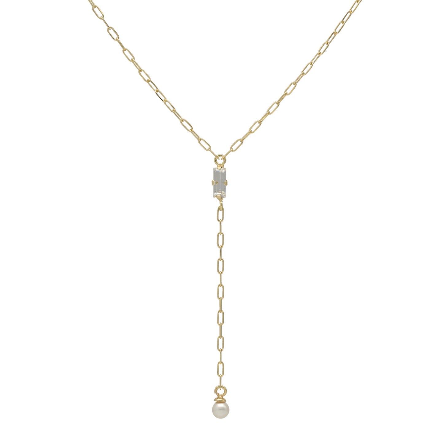 Collar corto Charlotte cristales y perla blanco en Plata