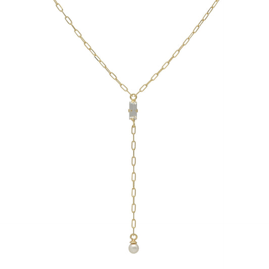 Collar corto Charlotte cristales y perla blanco en Plata