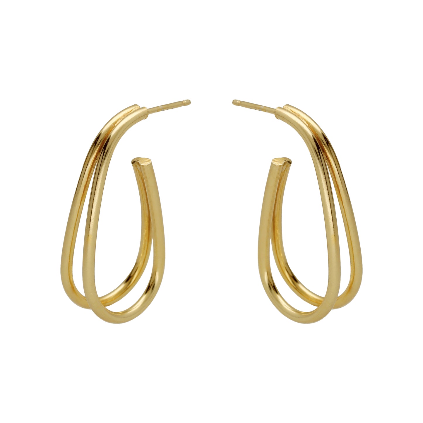 Pendientes aro Copenhagen bicolor gota en Plata