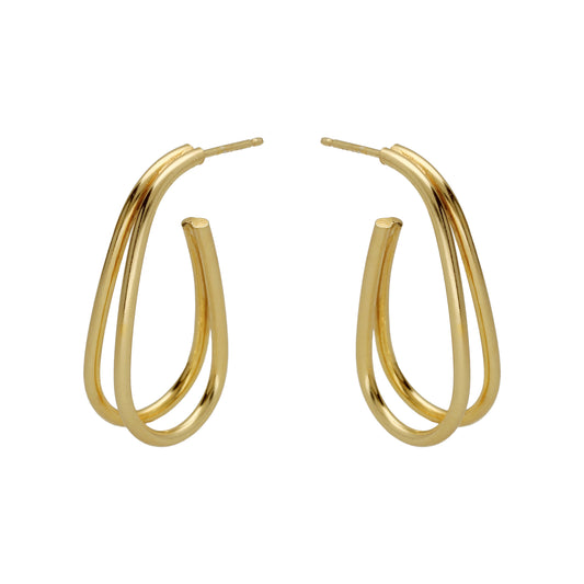 Pendientes aro Copenhagen bicolor gota en Plata