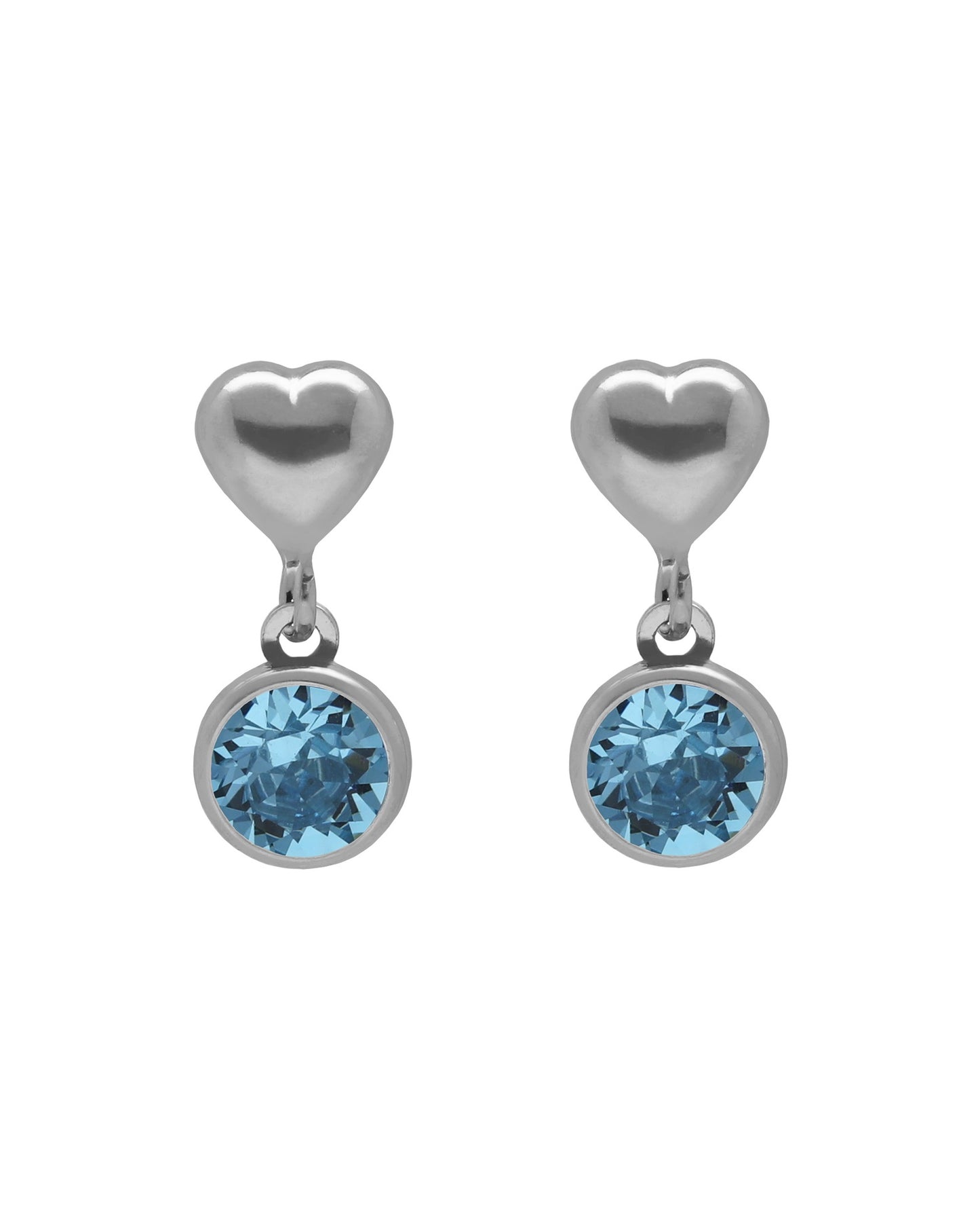 Pendientes cortos Muá corazón con cristal en plata baño rodio