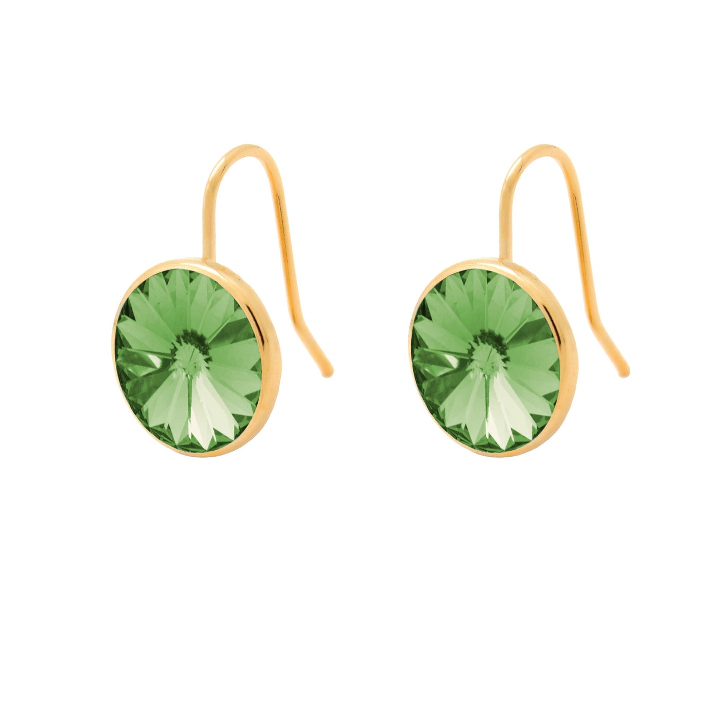 Pendientes cortos Basic Pendientes gancho cortos 11,5mm círculo cristal en Plata baño Oro