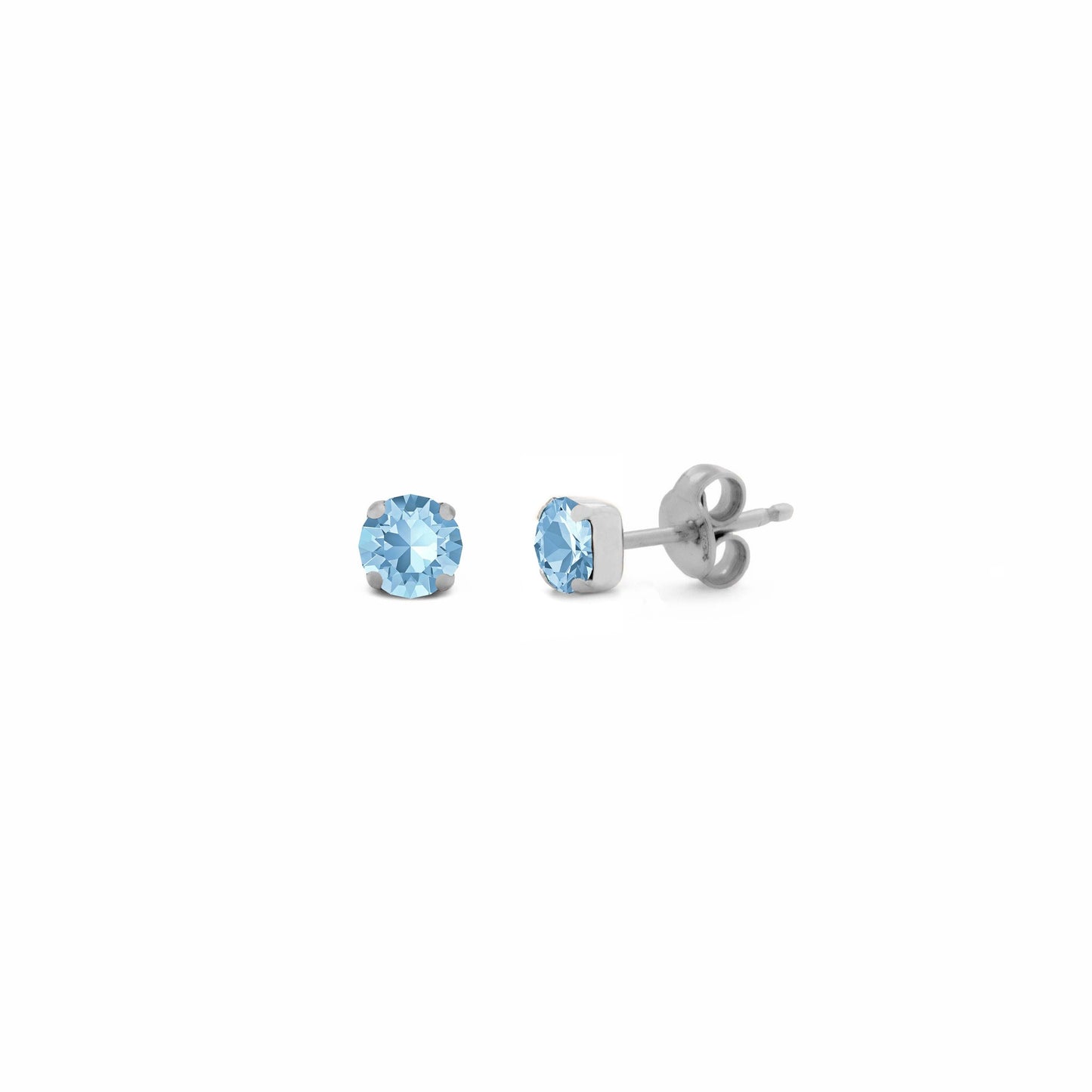 Pendientes botón Celine círculo cristal en Plata baño rodio