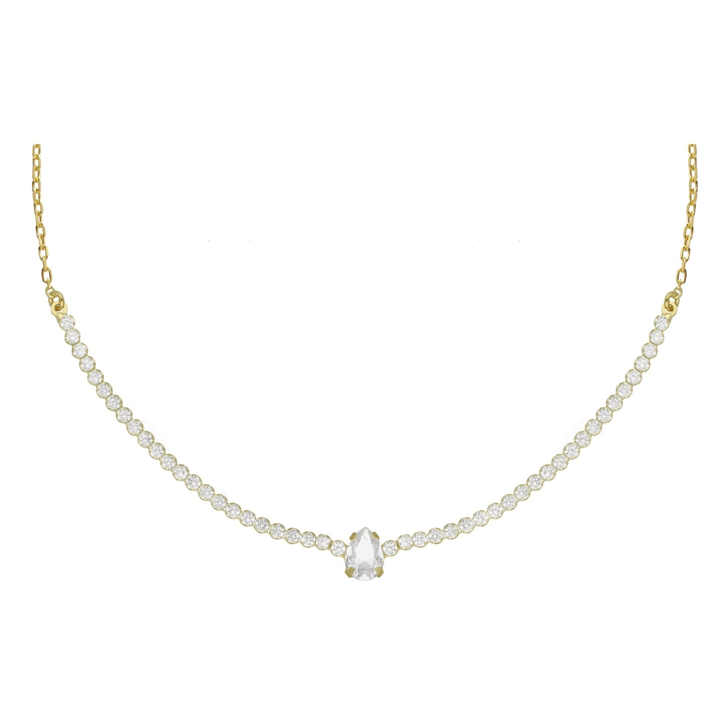 Collar corto Eunoia cristales riviere en Plata