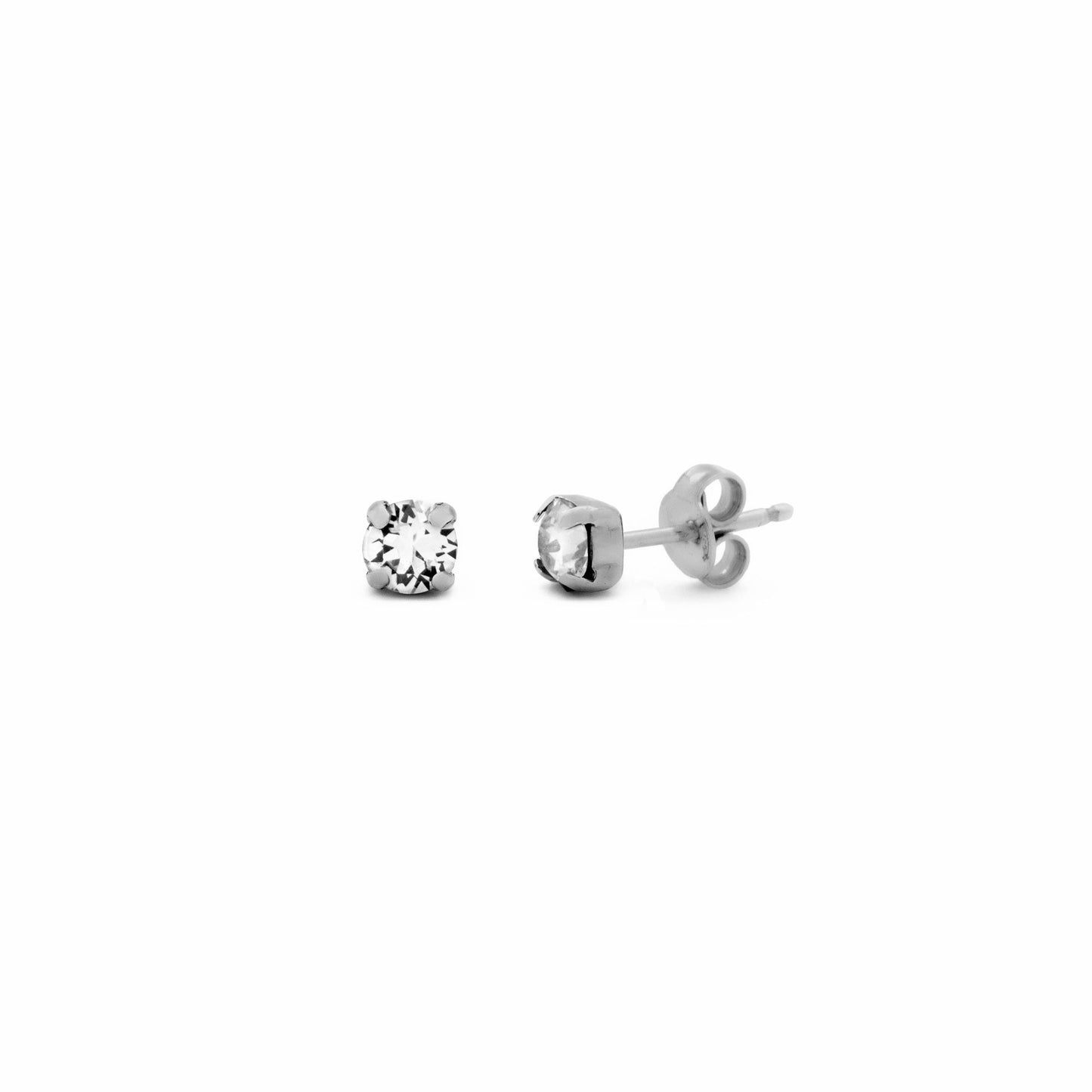 Pendientes botón Celine círculo cristal en Plata baño rodio