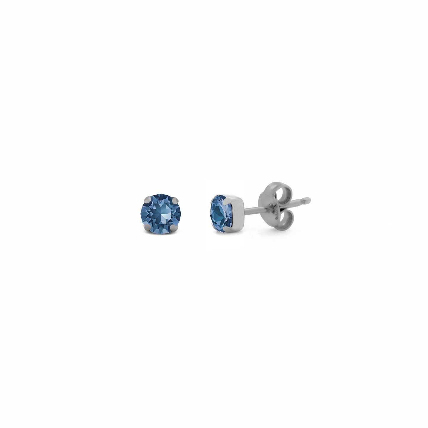 Pendientes botón Celine círculo cristal en Plata baño rodio