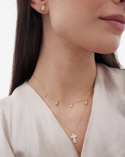 Collar corto Lux gota con circonita blanca en Plata