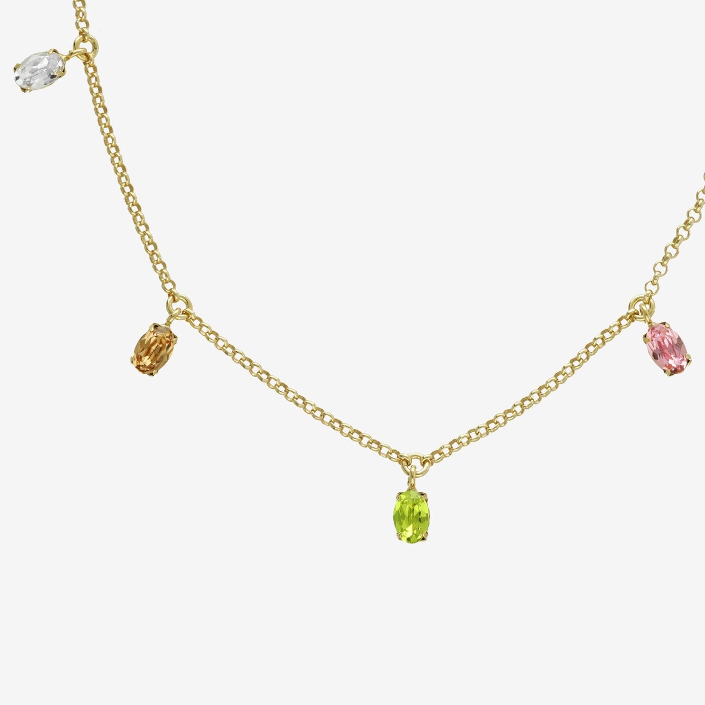 Collar corto Alyssa oval cristal multicolor en Plata