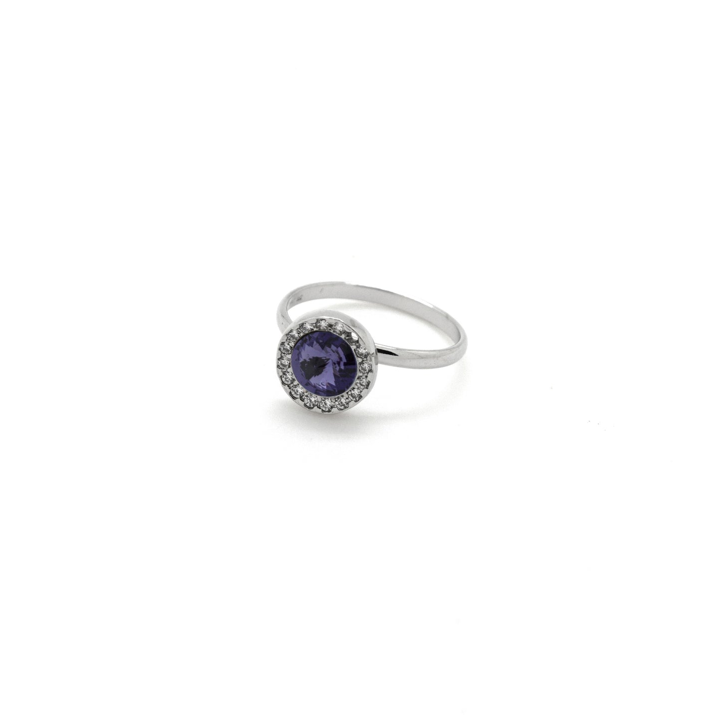 Anillo Premium ajustable círculo con cristales riviere en Plata baño rodio