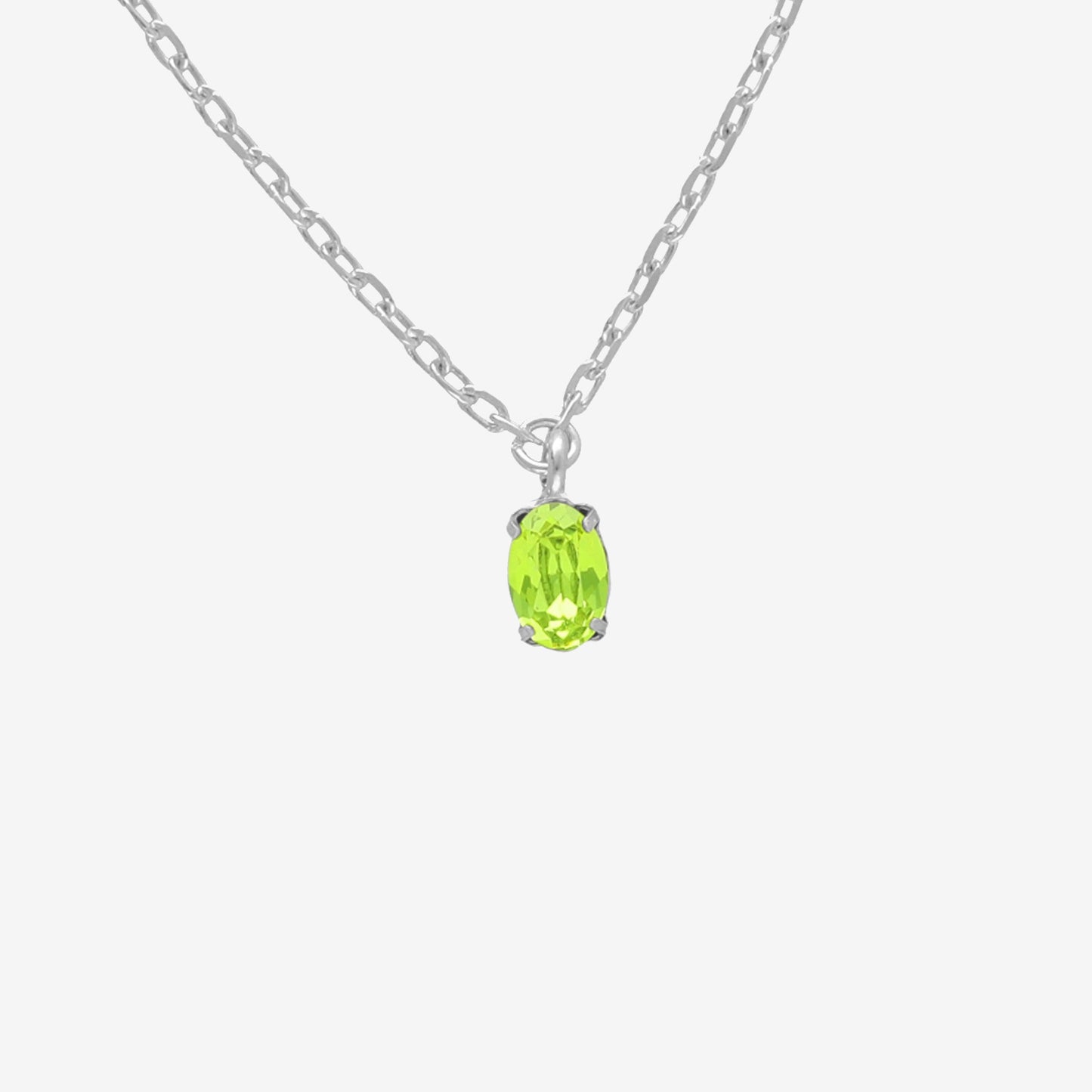 Collar corto Gemma oval cristal en Plata baño rodio
