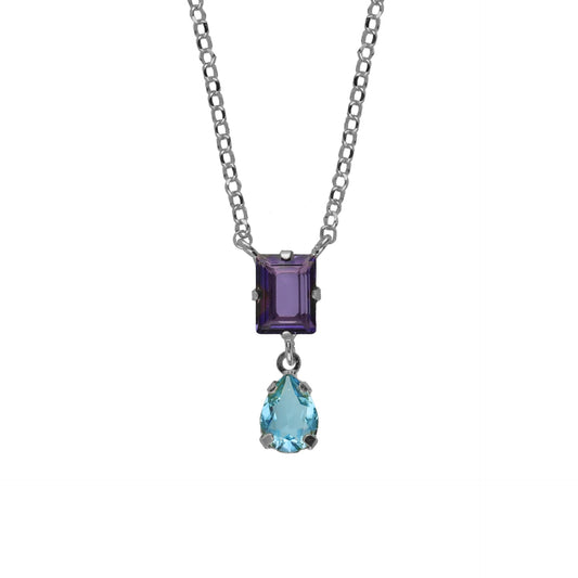 Collar corto Balance cristal morado en Plata