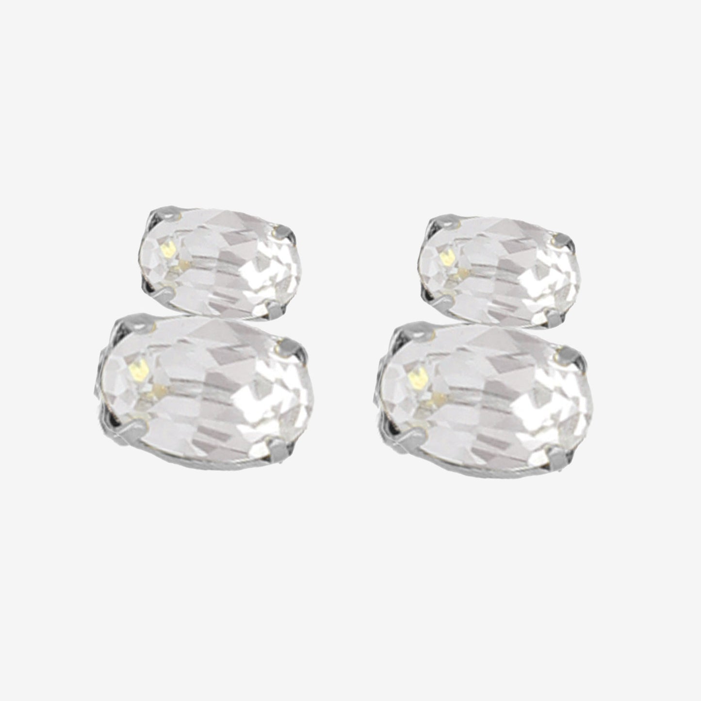 Pendientes botón oval Ombra con cristal en Plata baño Rodio