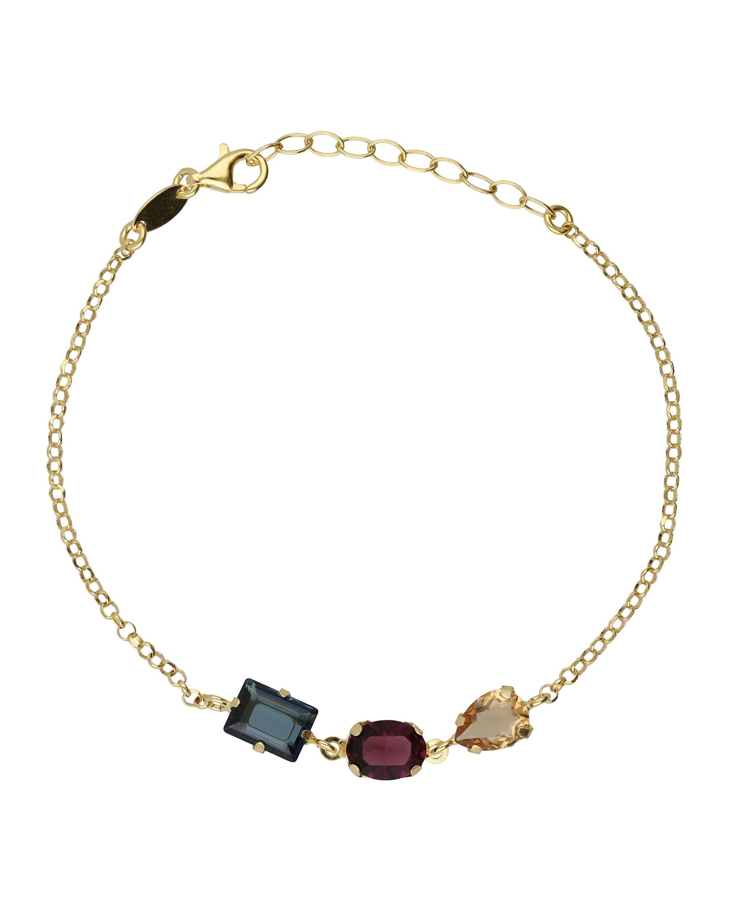 Pulsera Borea con cristal multicolor en Plata baño Oro