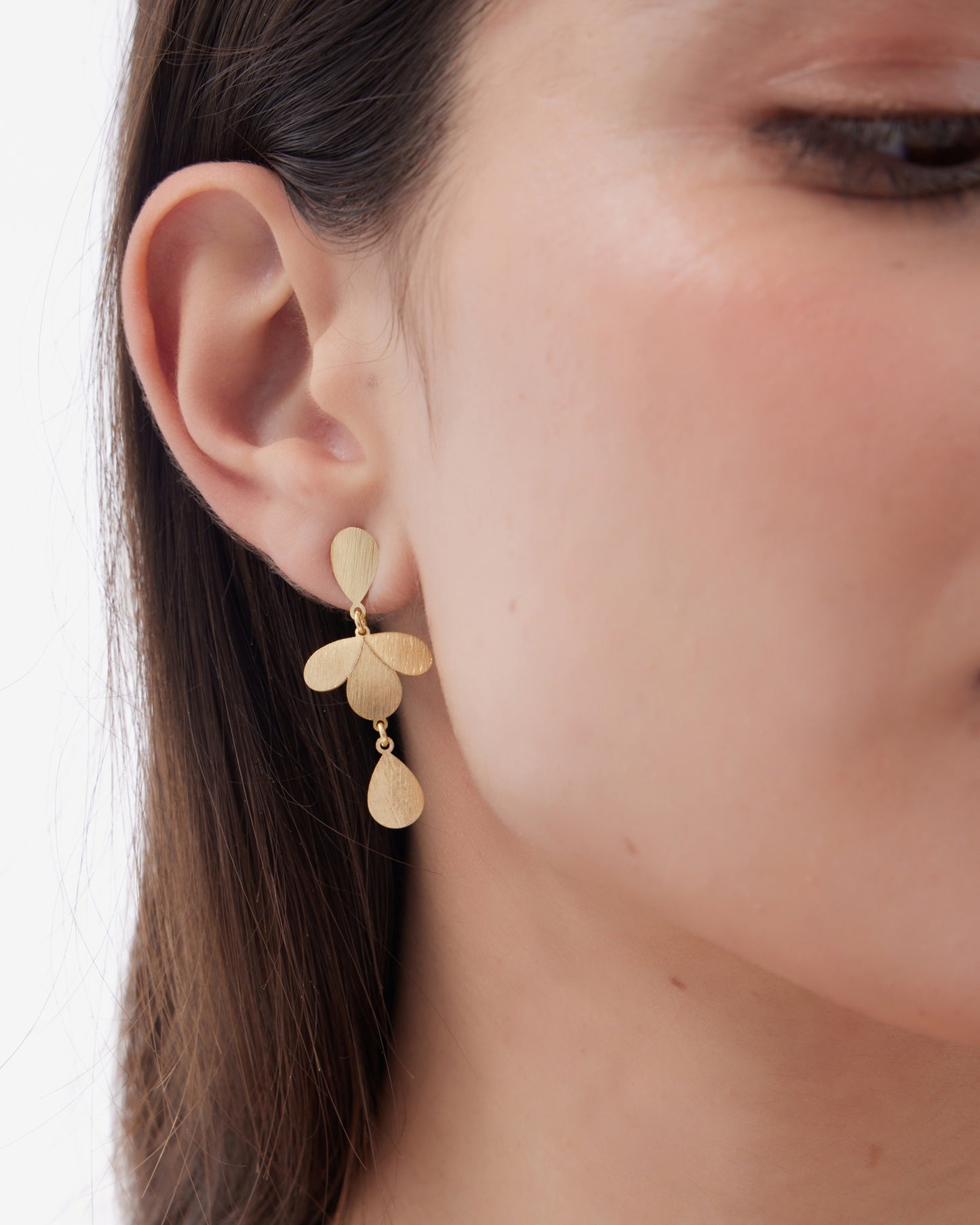 Pendientes largos Azure gota textura en Plata baño Oro
