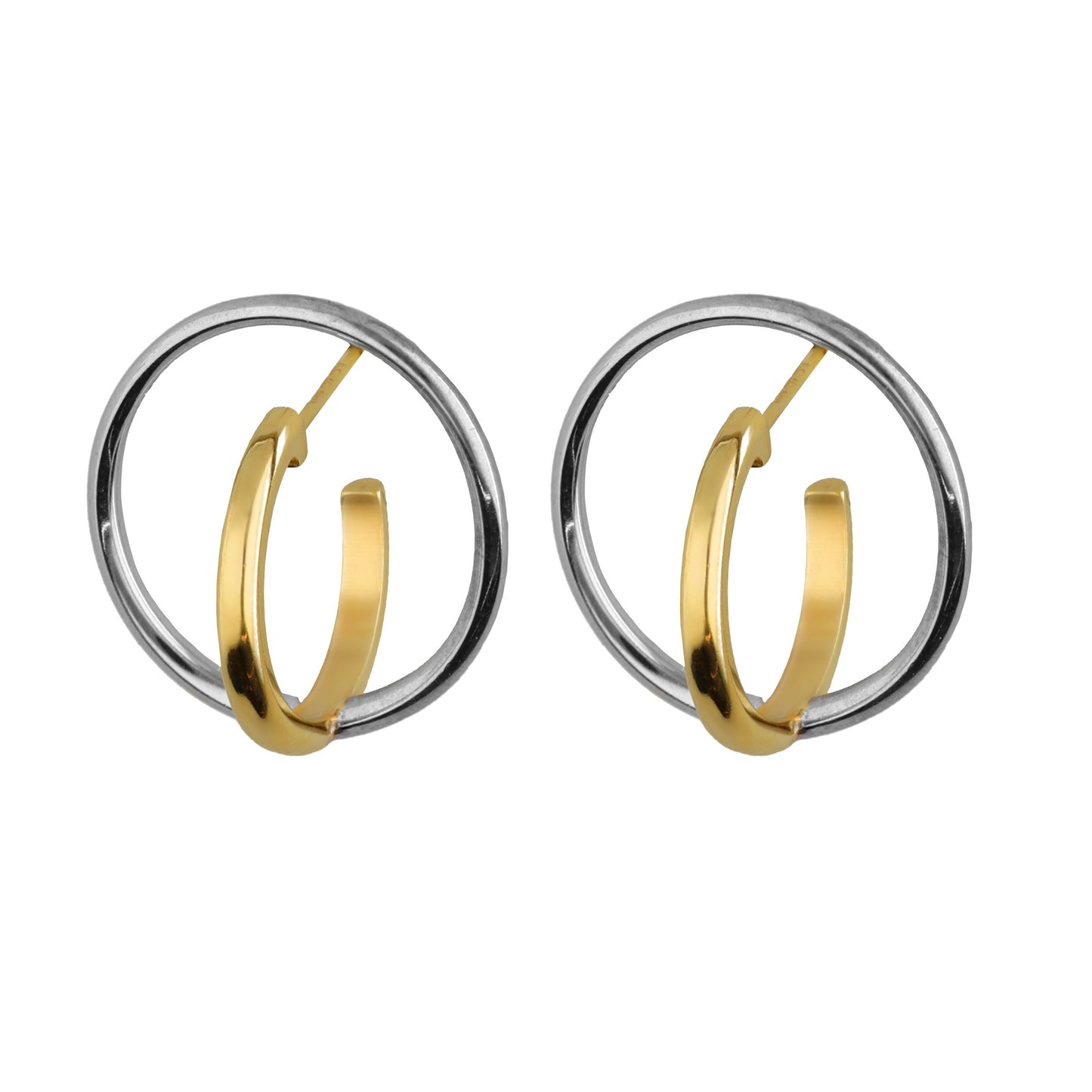 Pendientes aro Frame en Plata baño Oro y Rodio
