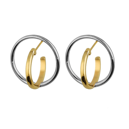 Pendientes aro Frame en Plata baño Oro y Rodio
